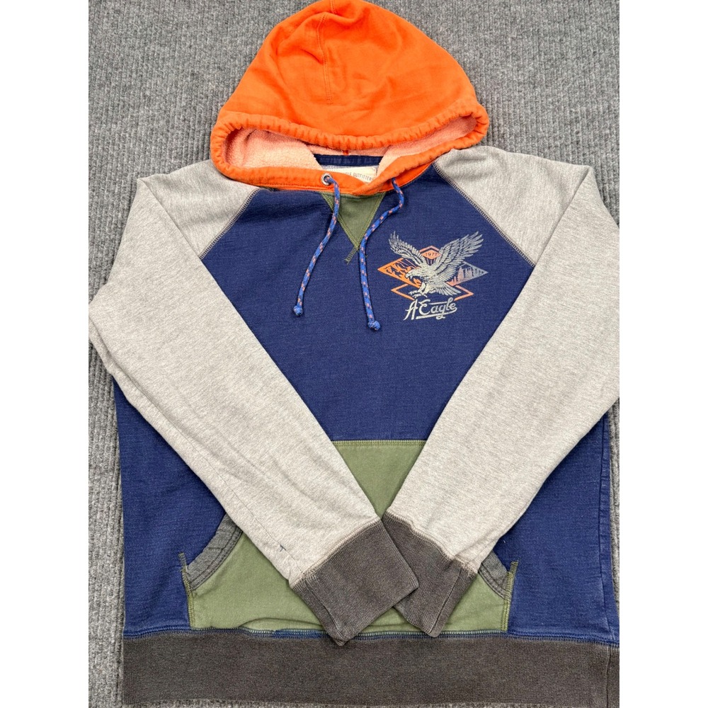 American Eagle Outfitters Mens Colorblock Eagle Graphic Fleece Hoodie Size M